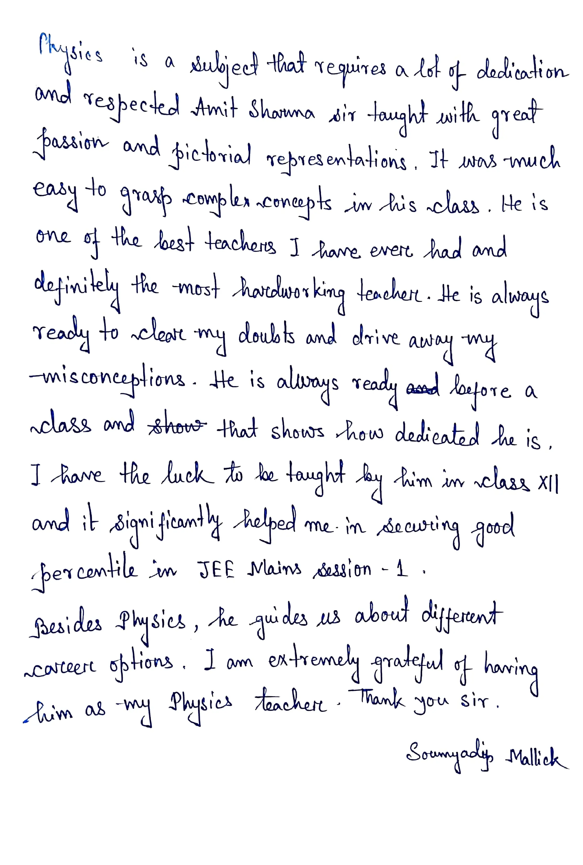 Soumyadip Mallick - Handwritten 2025