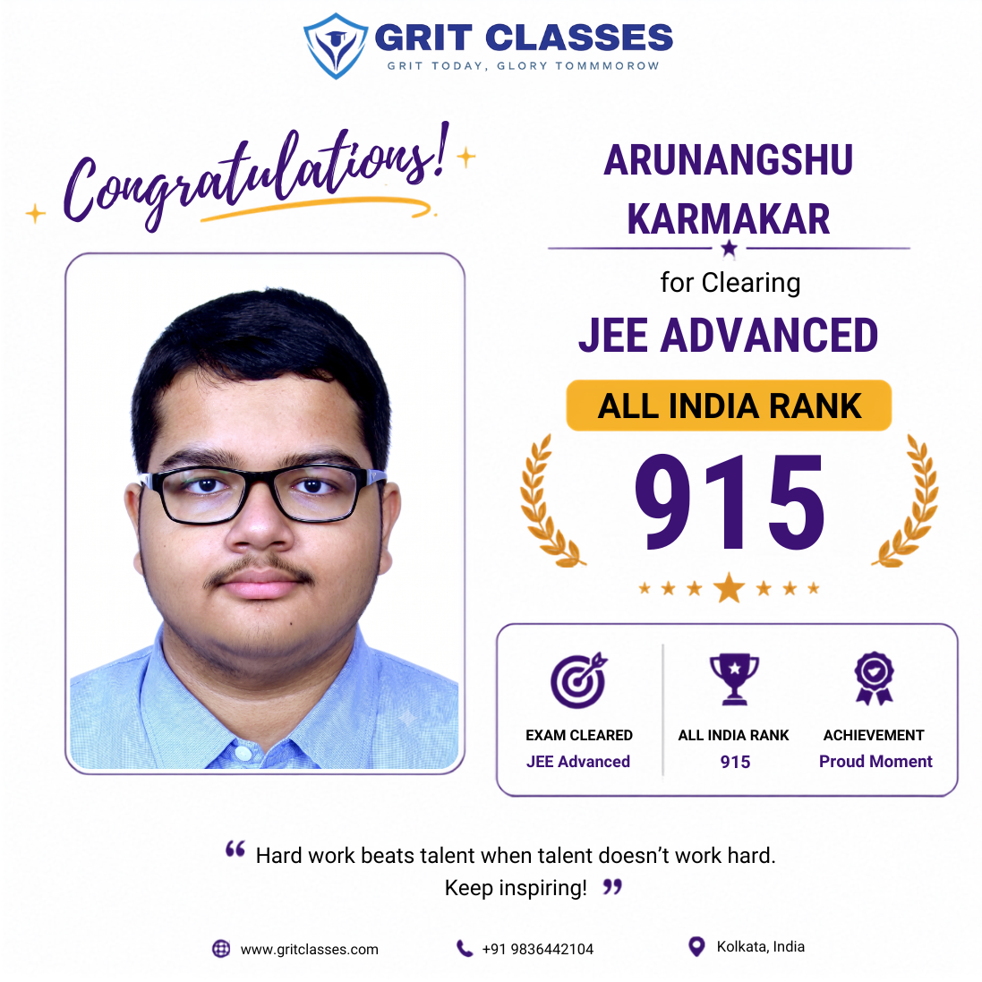 JEE Advanced Qualified (AIR 915)