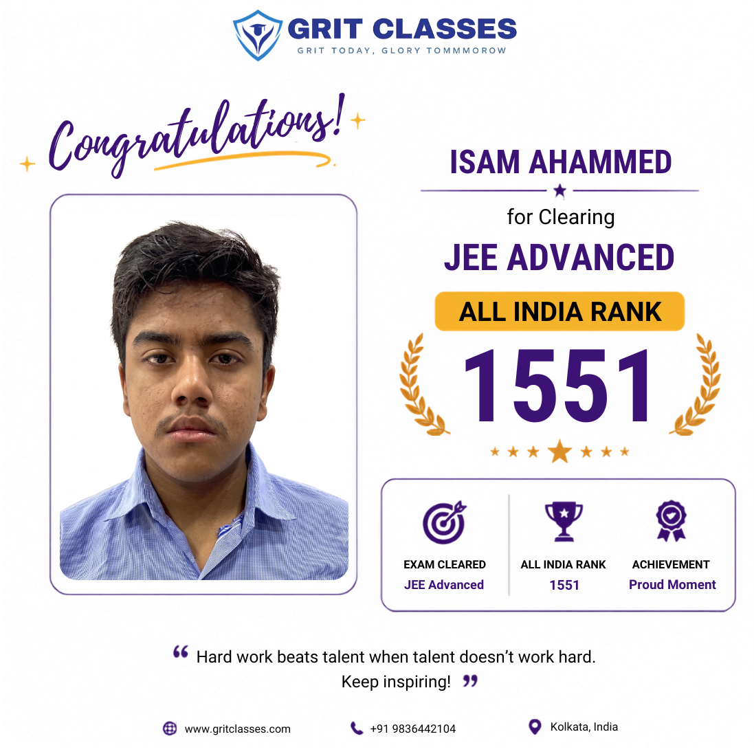 JEE Advanced Qualified (AIR 1551)