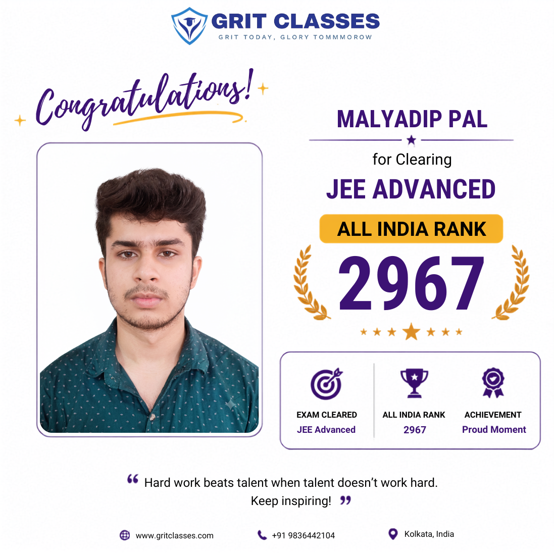 JEE Advanced Qualified (AIR 2967)