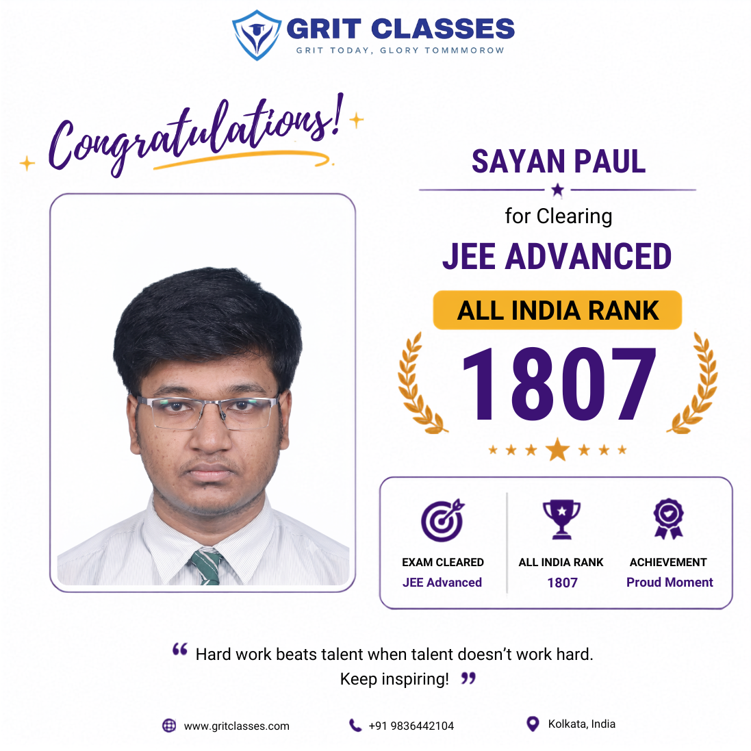 JEE Advanced Qualified (AIR 1807)