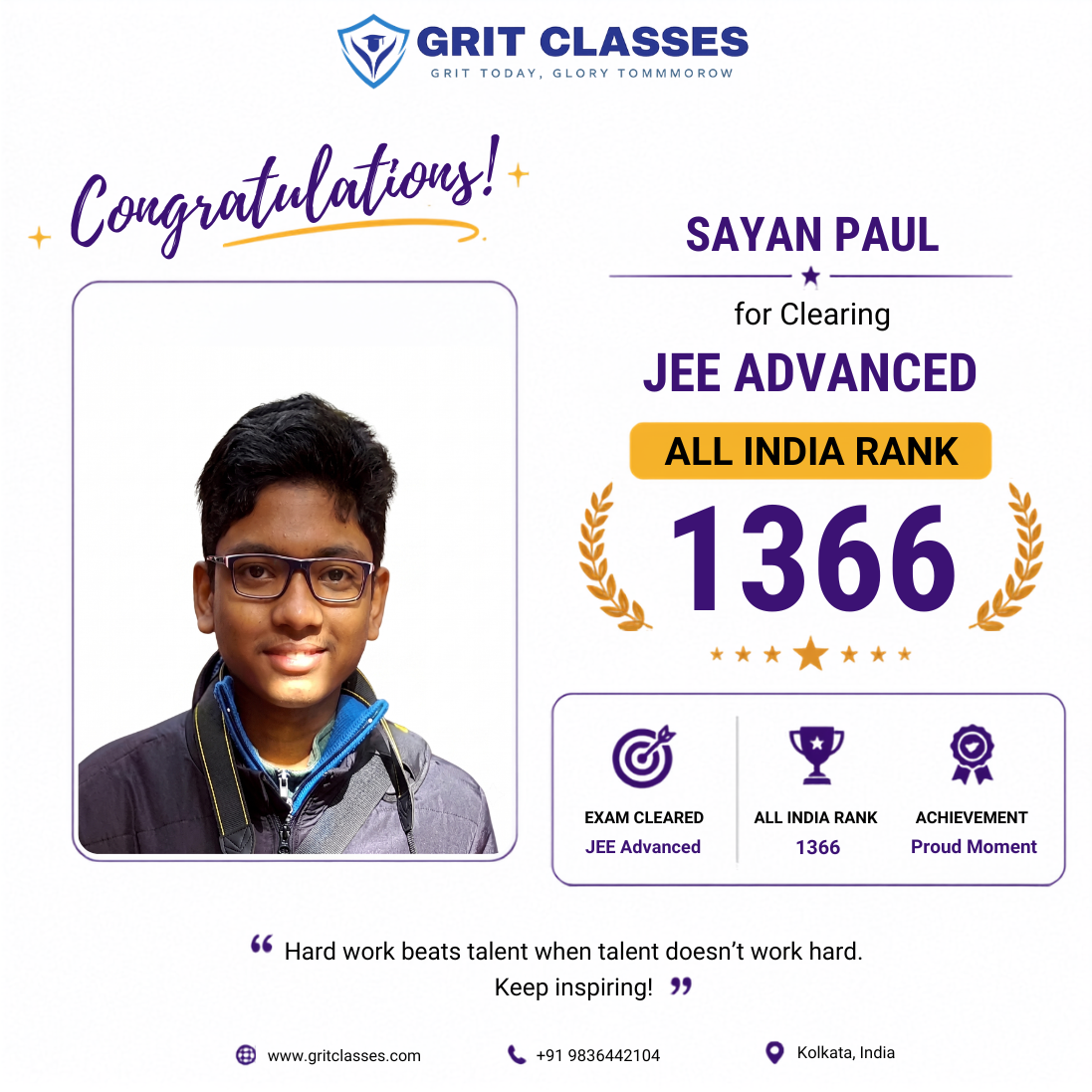 JEE Advanced Qualified (AIR 1366)