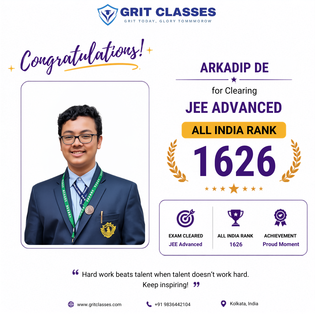 JEE Advanced Qualified (AIR 1626)