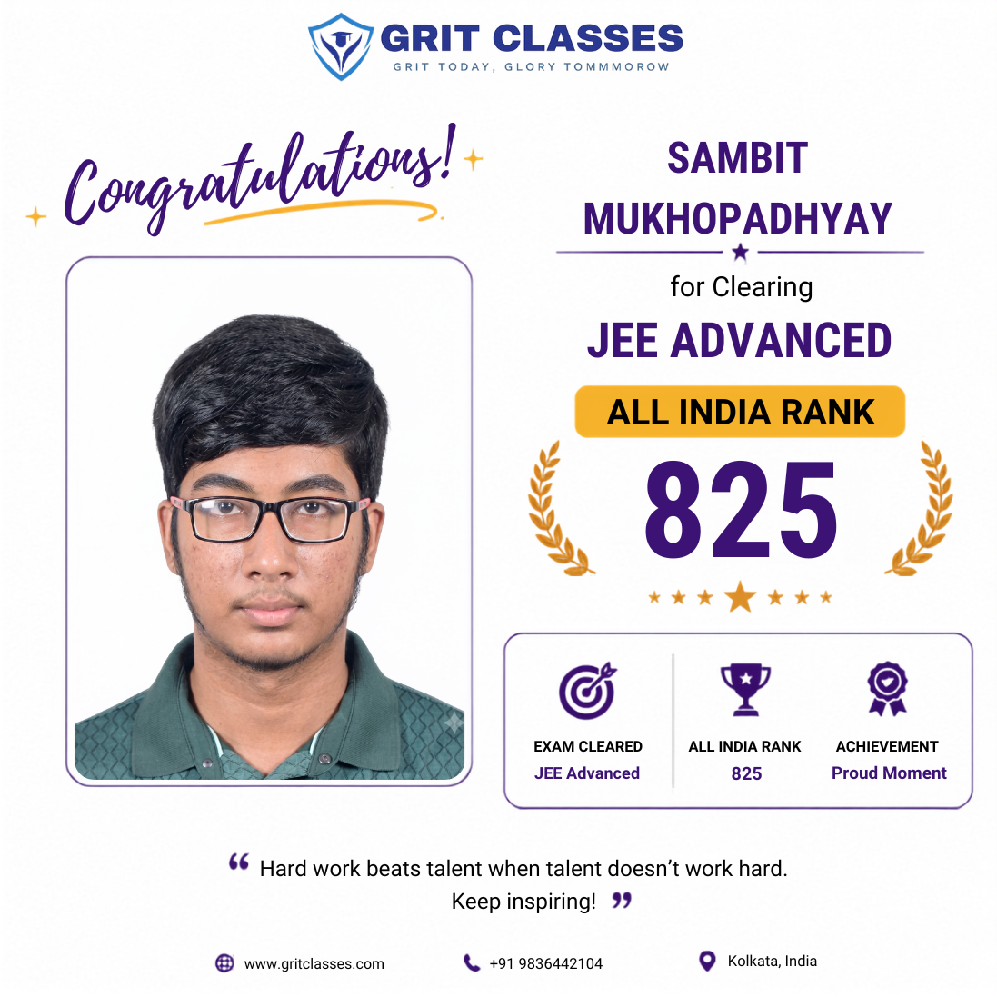 JEE Advanced Qualified (AIR 825)